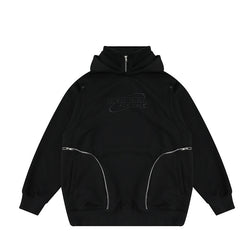 Metal Zipper Embroidered Hoodie A259Q23