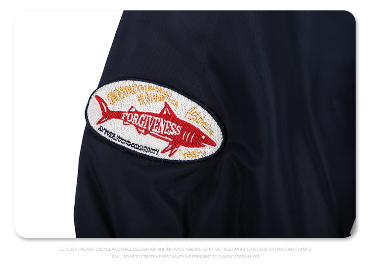 Shark Embroidery Varsity Jacket SW218