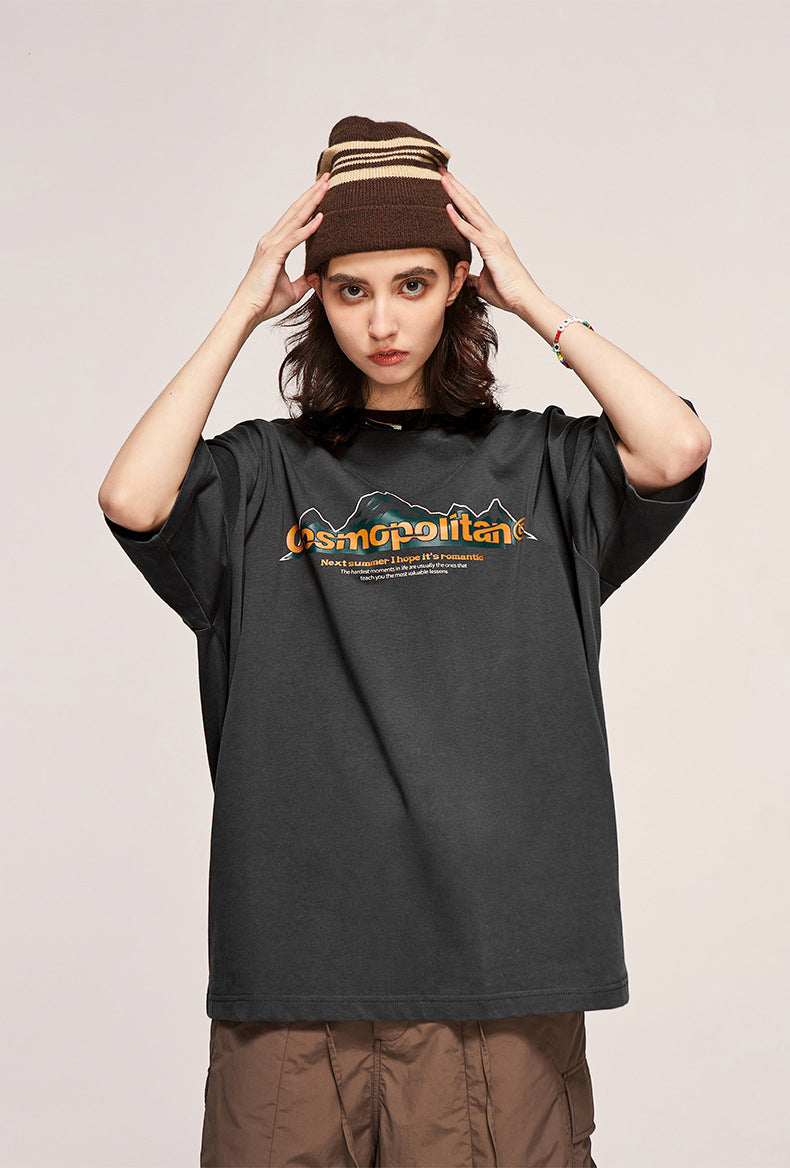 Heavyweight Mountain Printed Letter T-shirt 2415S23