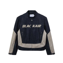 Colour Block Racing Leather Jacket 230698