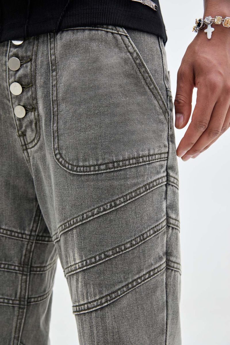 Stitching Micro Flare Jeans Z128