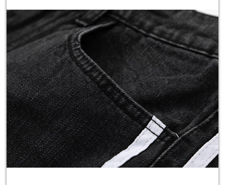 Black Side Striped Jeans KZ313