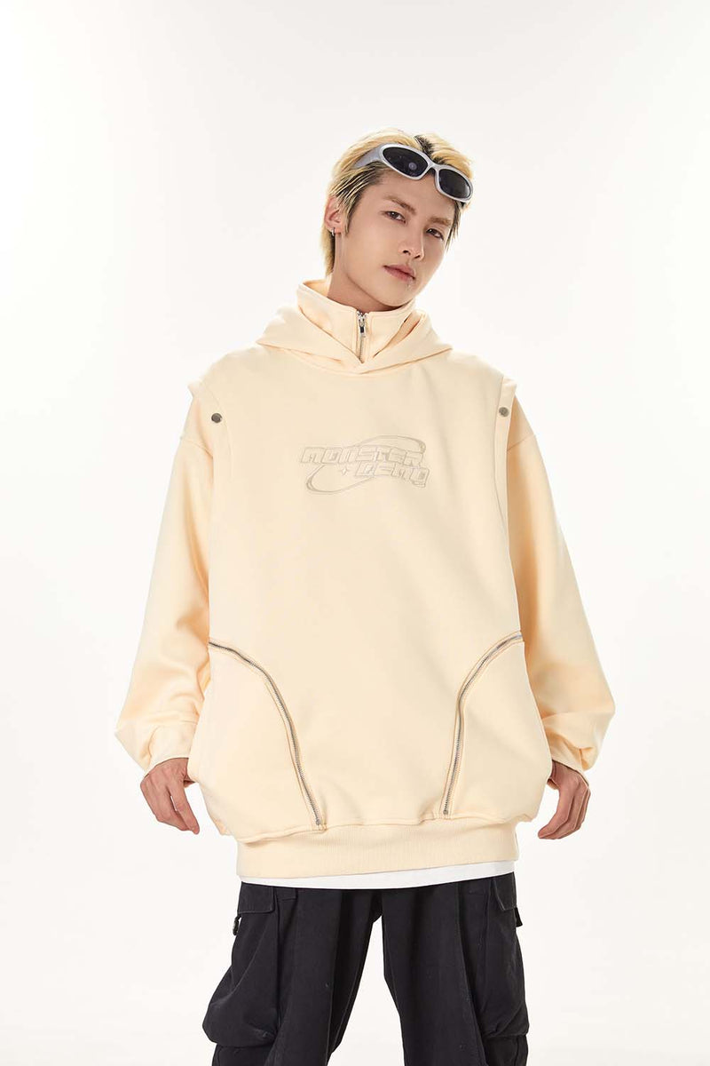 Metal Zipper Embroidered Hoodie A259Q23
