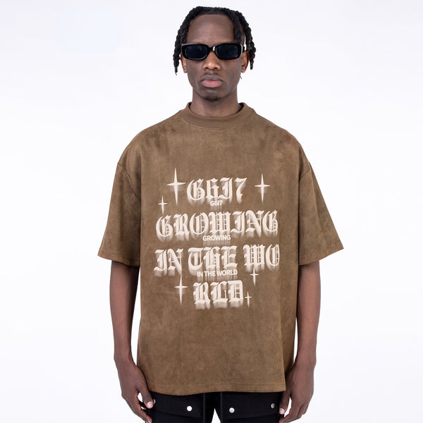 Text Suede T-shirt S068