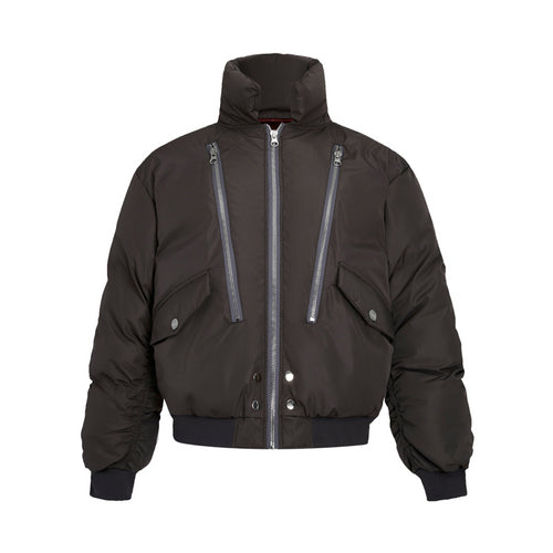 Multi-zip Stand Collar Puffer Jacket R220437