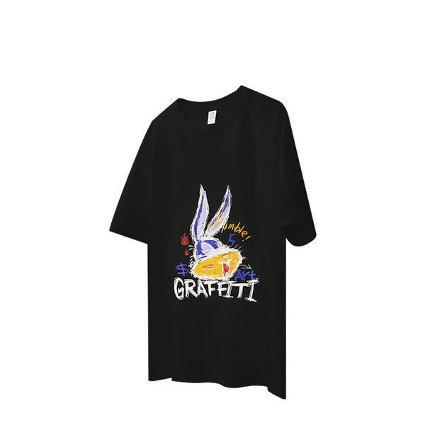 Hand-painted Color Rabbit Print T-shirt 2517S23