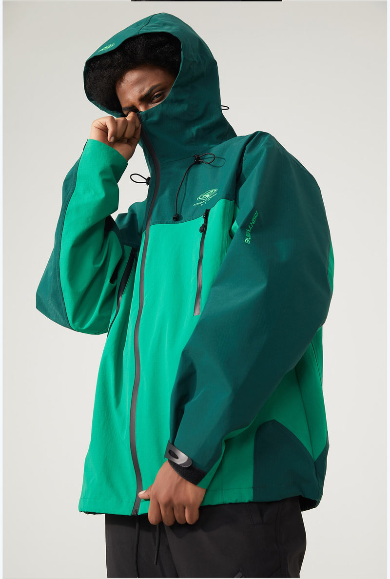 Waterproof Hooded Windbreaker Jacket Colour Block Gorpcore R220399
