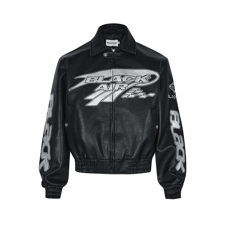 Embroidery Racing Leather Jacket UQ230712